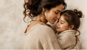 Mother holding a young daughter